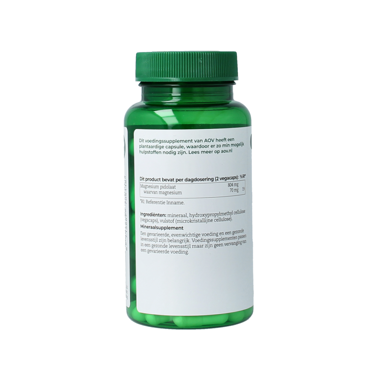 AOV 511 Magnesium Pidolaat vegetarian capsules, mineral supplement in blister pack with 90 capsules, branded by AOV.