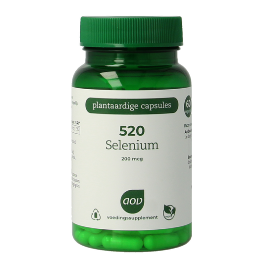 AOV Selenium 200mcg vegetarian capsules in a bottle, dietary supplement for mineral support.