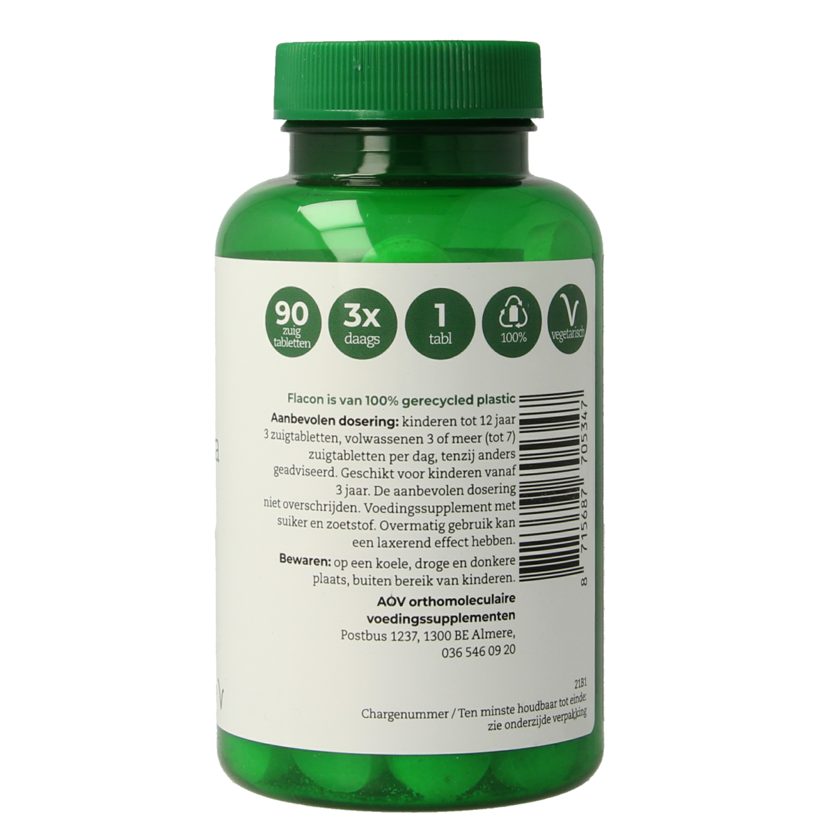 AOV mineral supplement Zink extra 90.00 zinc lozenges in a blister pack, showing zinc tablets from the AOV brand.