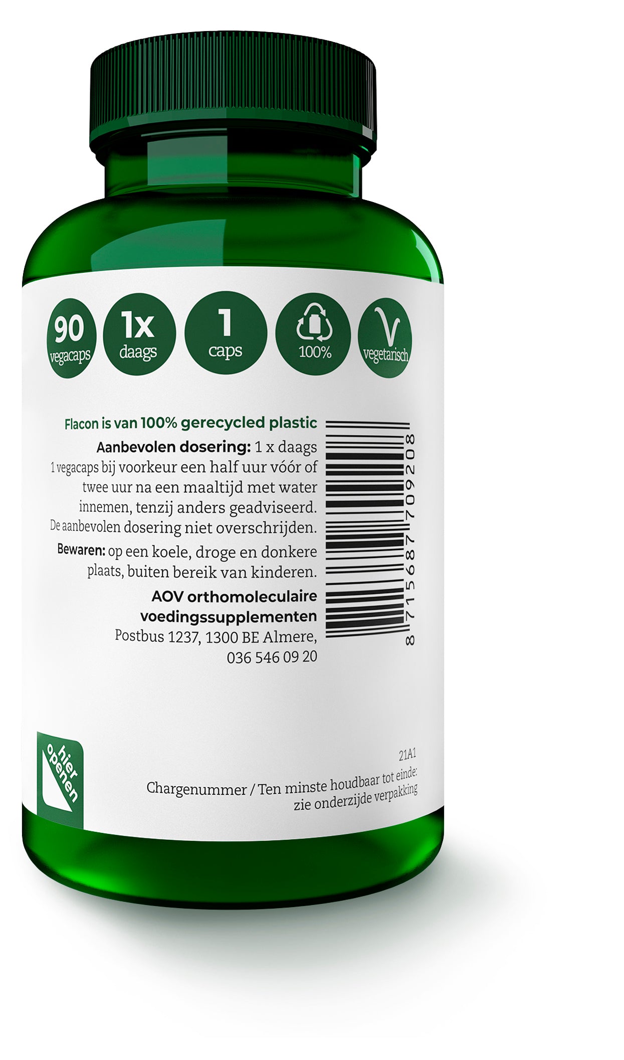 AOV 920 Antioxidanten Complex vegetarian capsules, vitamin multivitamin supplement bottle with 90 capsules.