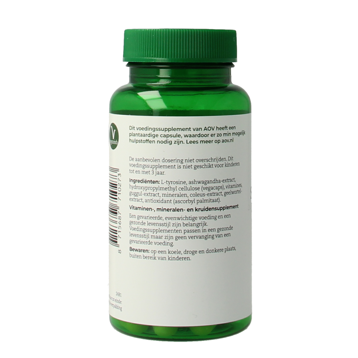 AOV Schildkliernorm vegetarian capsules in a bottle, dietary supplement for thyroid health, from the AOV multi-vitamin range.