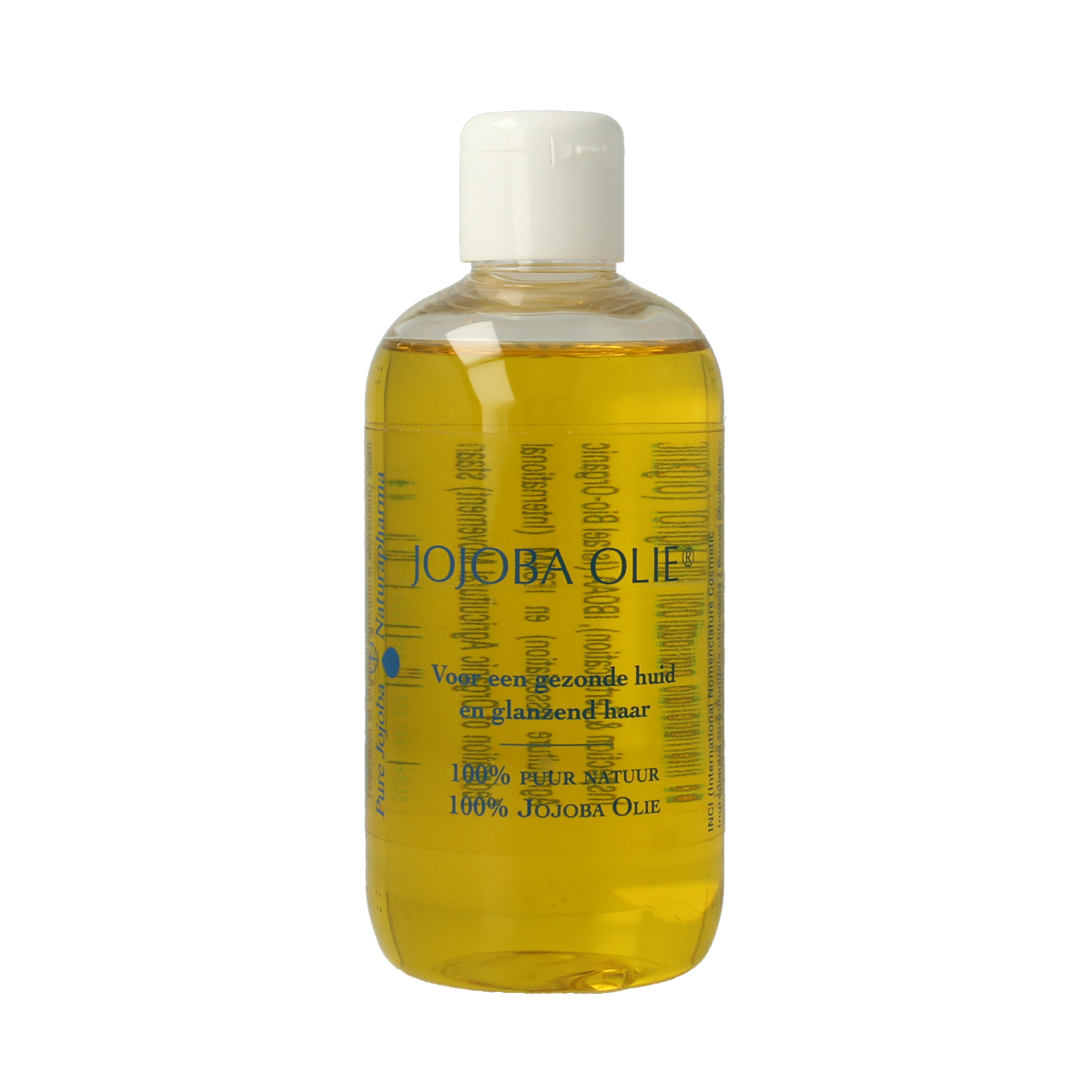 Naturapharma jojoba olie in 250ml bottle, natural body care product with golden liquid, ideal for skin hydration and nourishment.