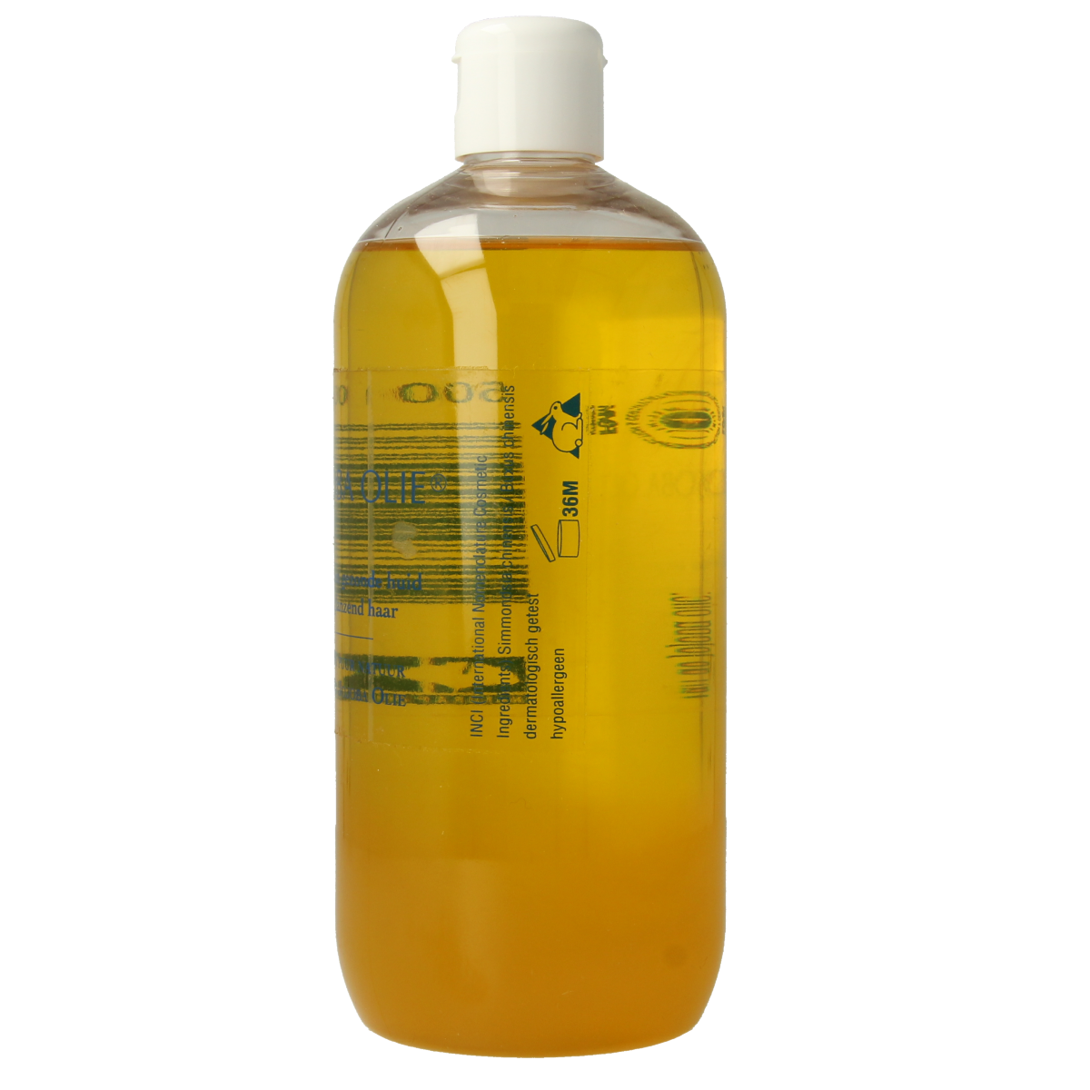 Naturapharma jojoba olie in 500ml bottle with flip top cap, natural body care product for skin hydration and nourishment.
