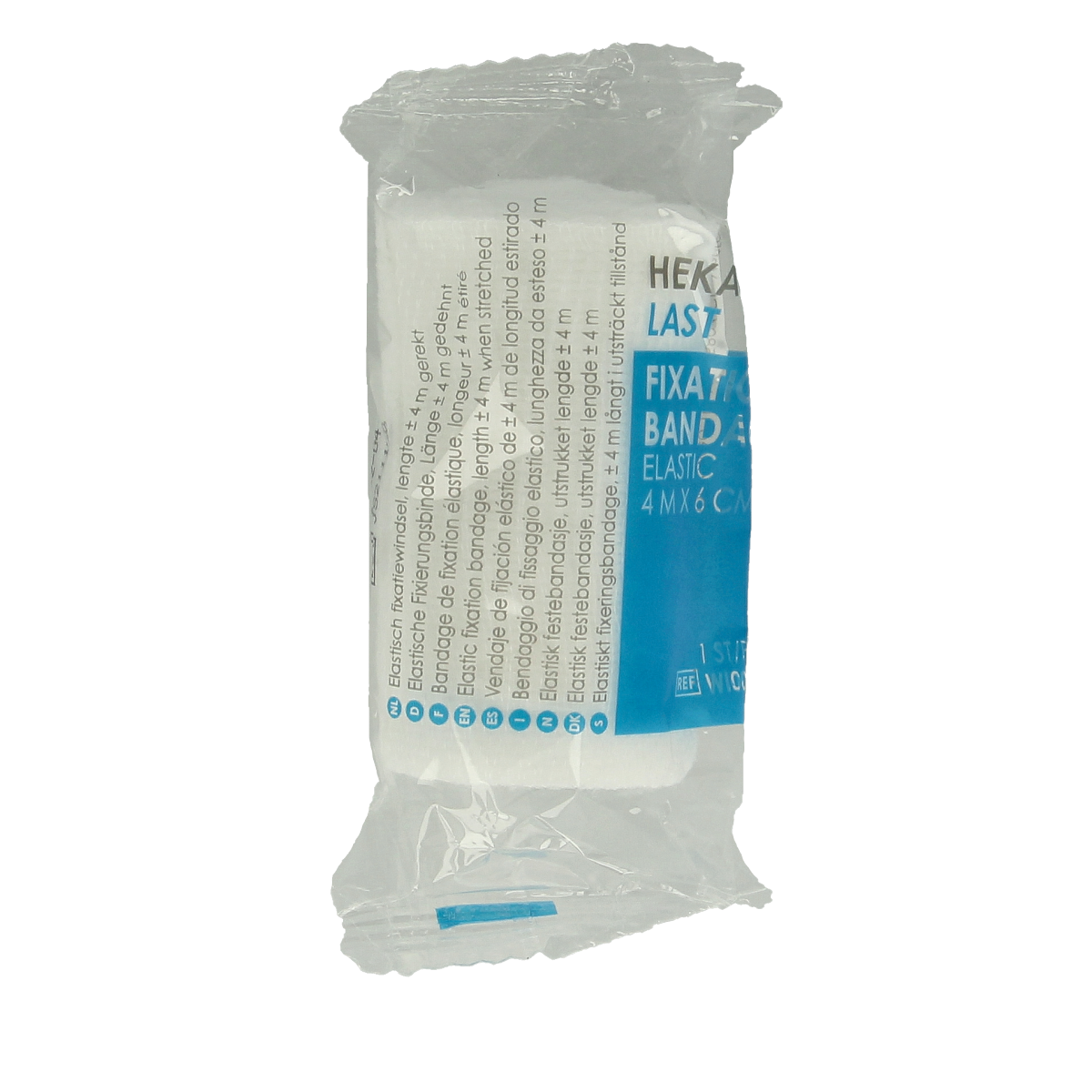 Hekalast elastic bandage, 4m x 6cm, wound dressing support, flexible medical wrap for injuries and compression.