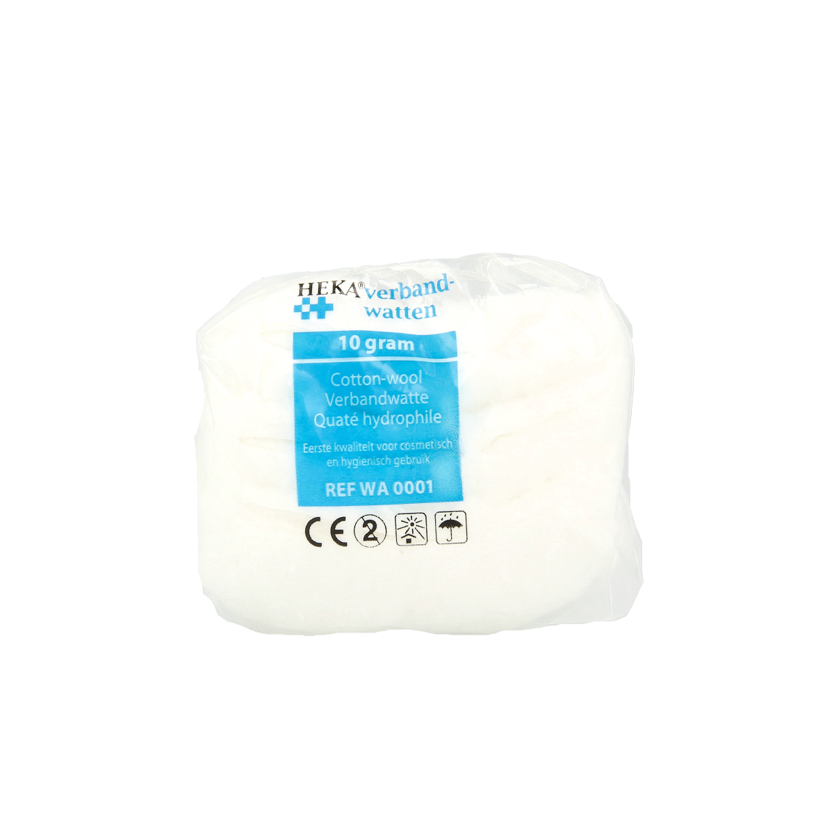 Heka Verbandwatten zigzag 10 grams, soft medical gauze for wound dressing, shown in the image with zigzag edges.