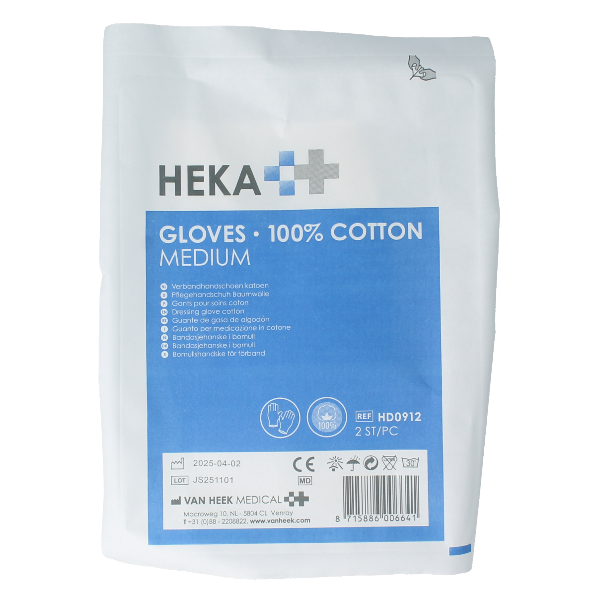 Heka Verbandhandschoen maat M, set of 2, sterile medical glove for wound dressing in Verbandkleding category.