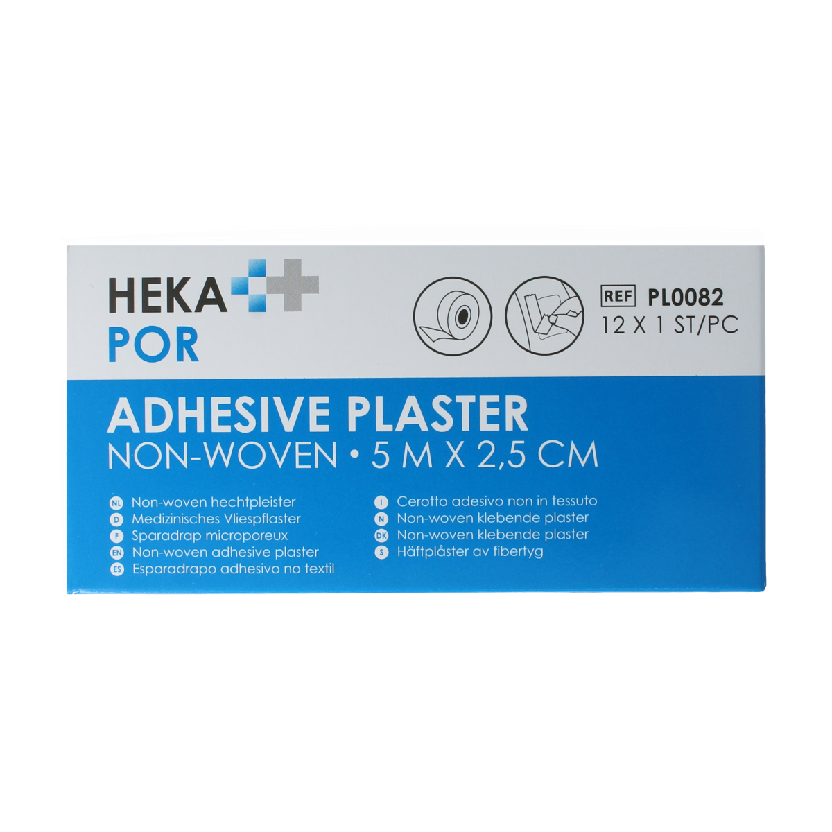 Hekapor Hechtpleister non-woven ring, 5 x 2.5 cm, pack of 12, adhesive wound dressing for minor injuries.