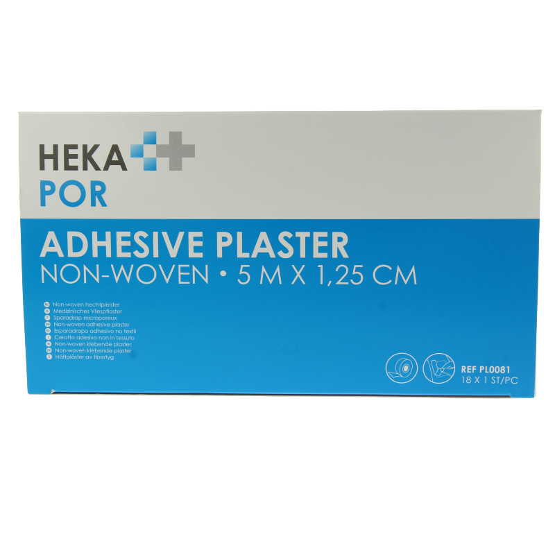 Hekapor non-woven hechtpleister ring 5x1.25 cm, pack of 18 adhesive bandages for wound care and protection.