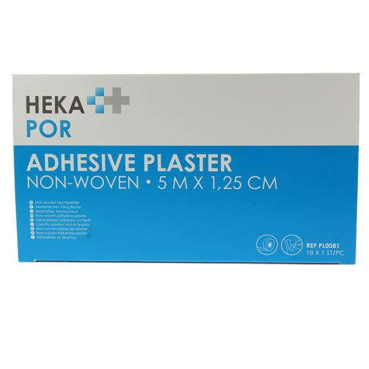 Hekapor non-woven hechtpleister ring 5x1.25 cm, pack of 18 adhesive bandages for wound care and protection.
