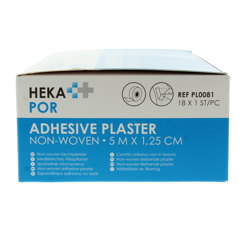 Hekapor non-woven hechtpleister ring 5x1.25 cm, pack of 18, adhesive wound dressings with flexible, breathable material.