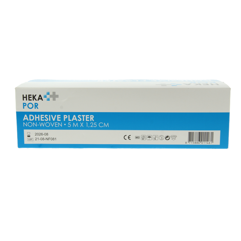 Hekapor non-woven hechtpleister rings, 5x1.25 cm, pack of 18, adhesive bandages for wound care.
