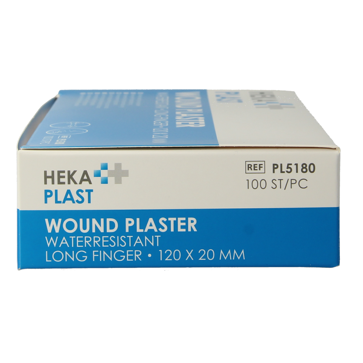 Water-resistant Hekaplast Vingerpleister bandages, 120 x 20 mm, pack of 100, for finger wounds and minor injuries.