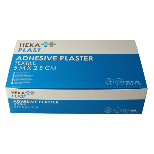 Hekaplast Hechtpleister textile bandage 5x2.5cm, pack of 12, adhesive medical tape for wound care