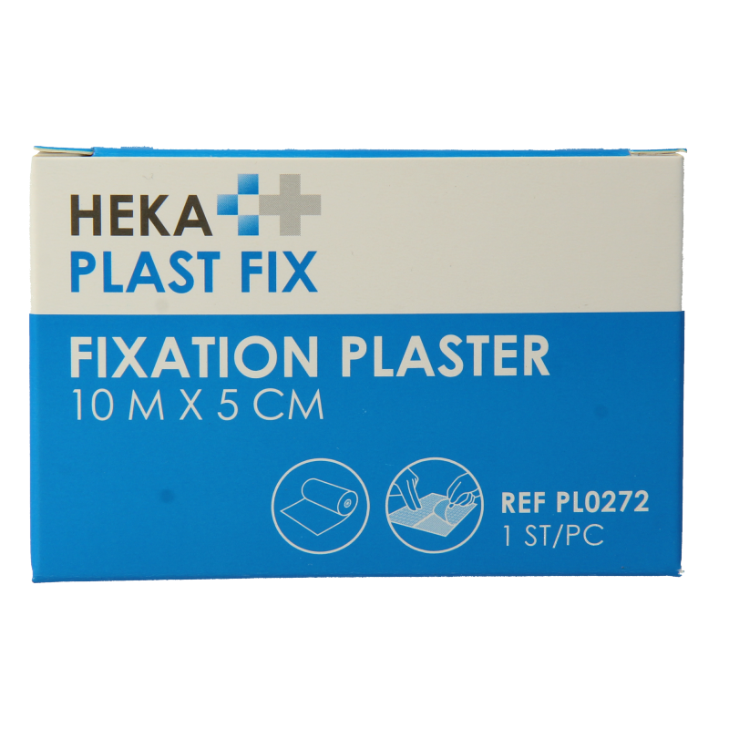 Hekaplast Fix adhesive bandage 10x5cm rolled, medical tape for wound care, in a clear plastic roll
