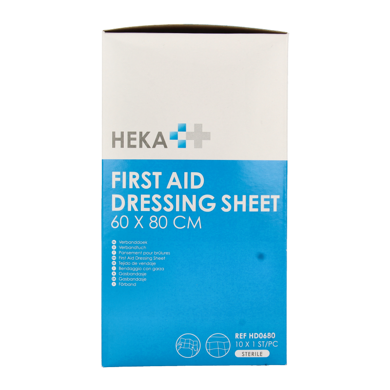 Set of 10 Heka quick bandages and elastic bandages, 60 x 80cm, for first aid and wound care.