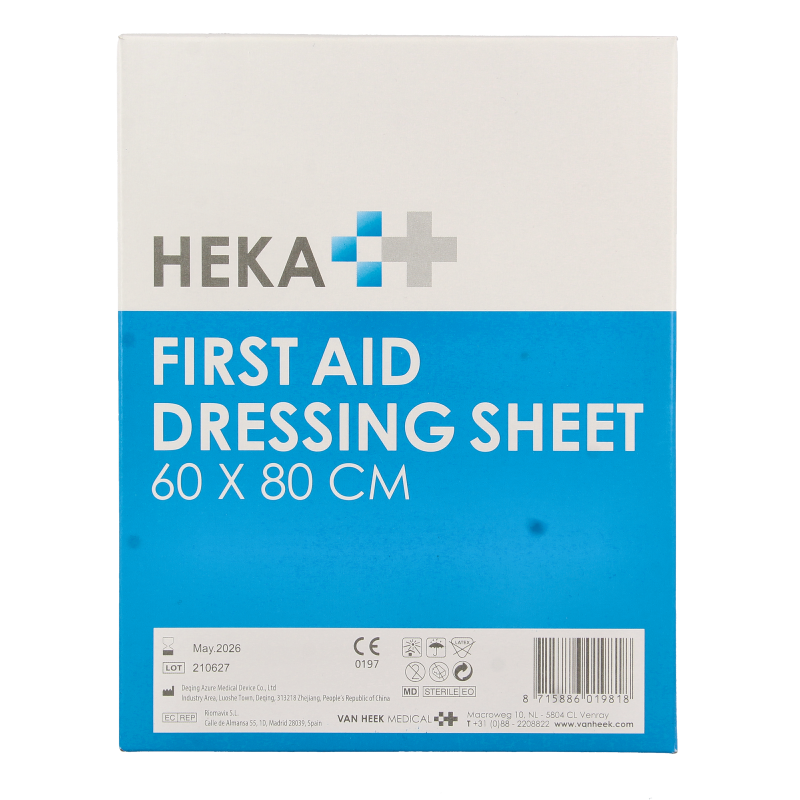 Set of 10 Heka quick bandages and elastic wraps, 60 x 80cm, for first aid and wound care.