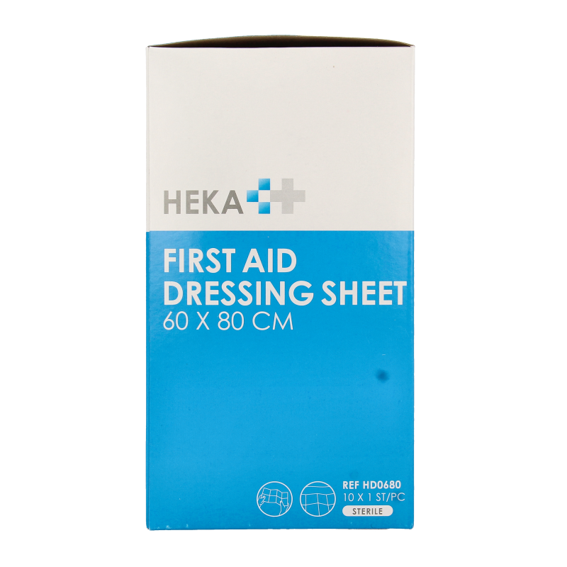 Set of 10 Heka quick bandages and elastic bandages, 60 x 80cm, for first aid and wound care.