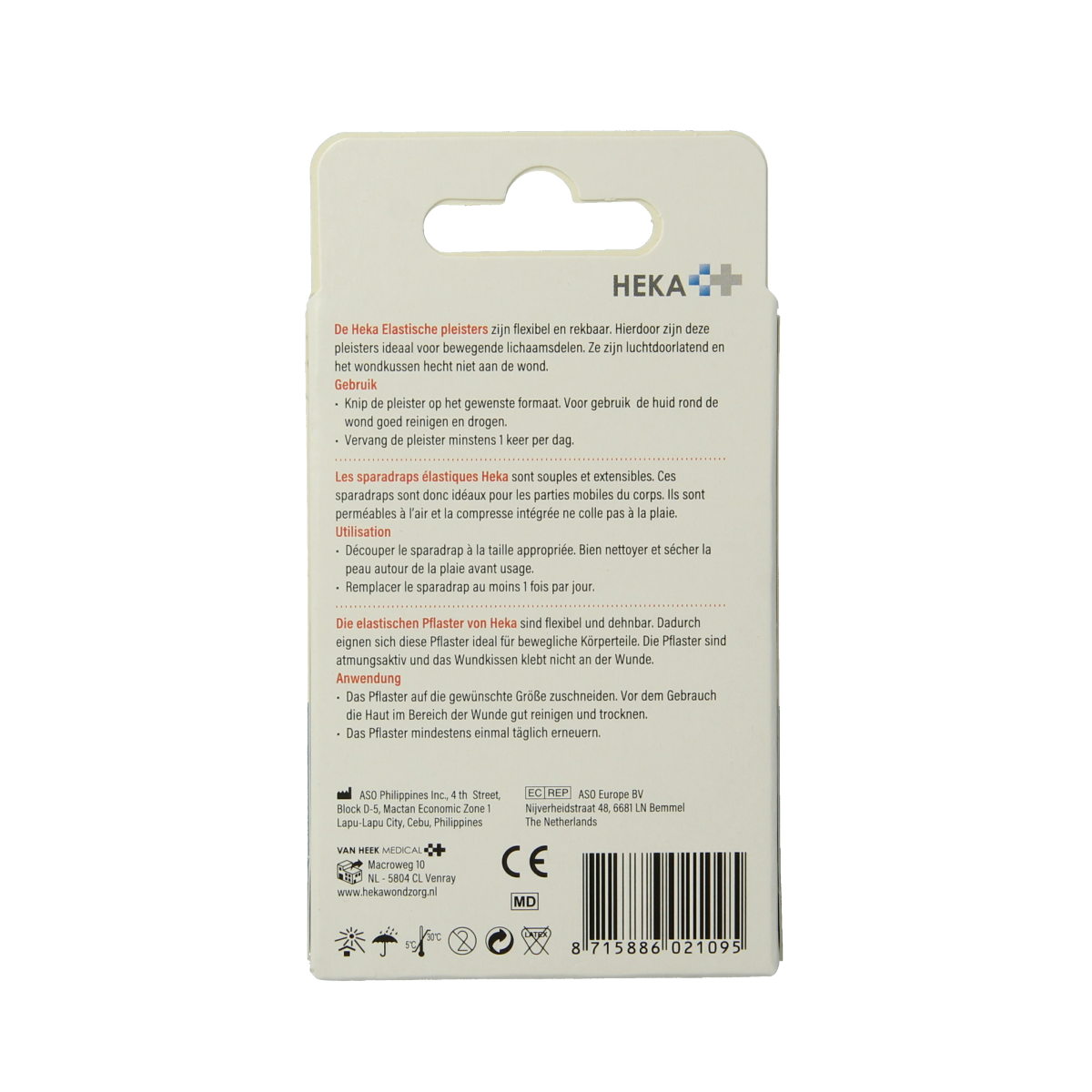 Heka elastic adhesive bandages 10x6cm, pack of 10, soft and flexible medical tape for wound care and support.