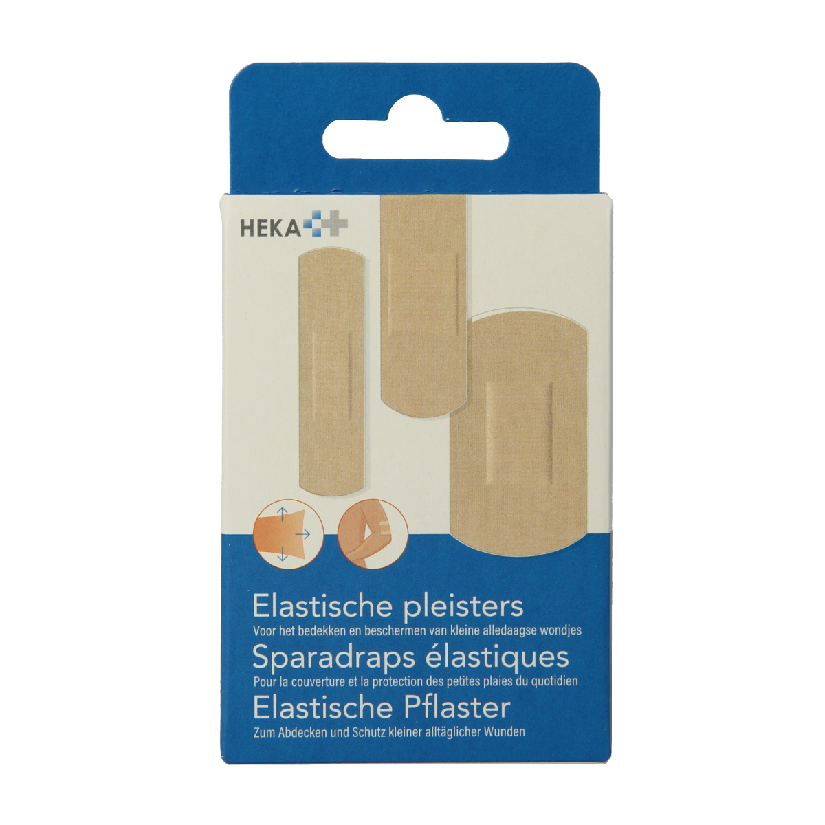 Heka elastische pleisters mix with 20 strips, flexible adhesive bandages for wounds and injuries.