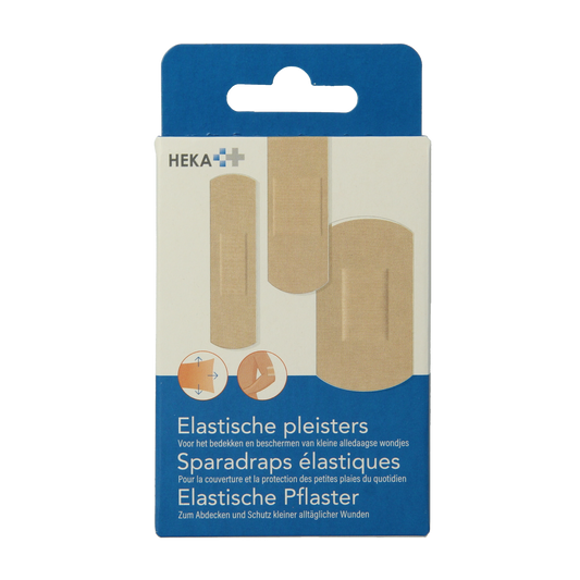 Heka elastische pleisters mix with 20 strips, flexible adhesive bandages for wounds and injuries.
