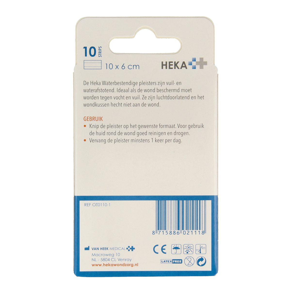 Waterproof Heka plasters 10x6cm, set of 10, designed for wound protection and waterproof sealing.