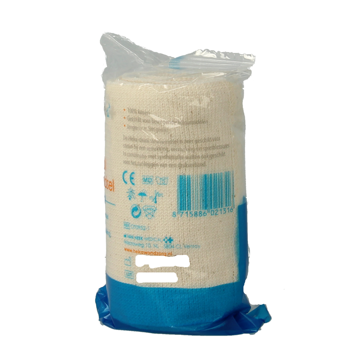 Heka Ideaalwindsel 5m x 10cm, a durable medical bandage or windsels, shown in the image with its packaging.