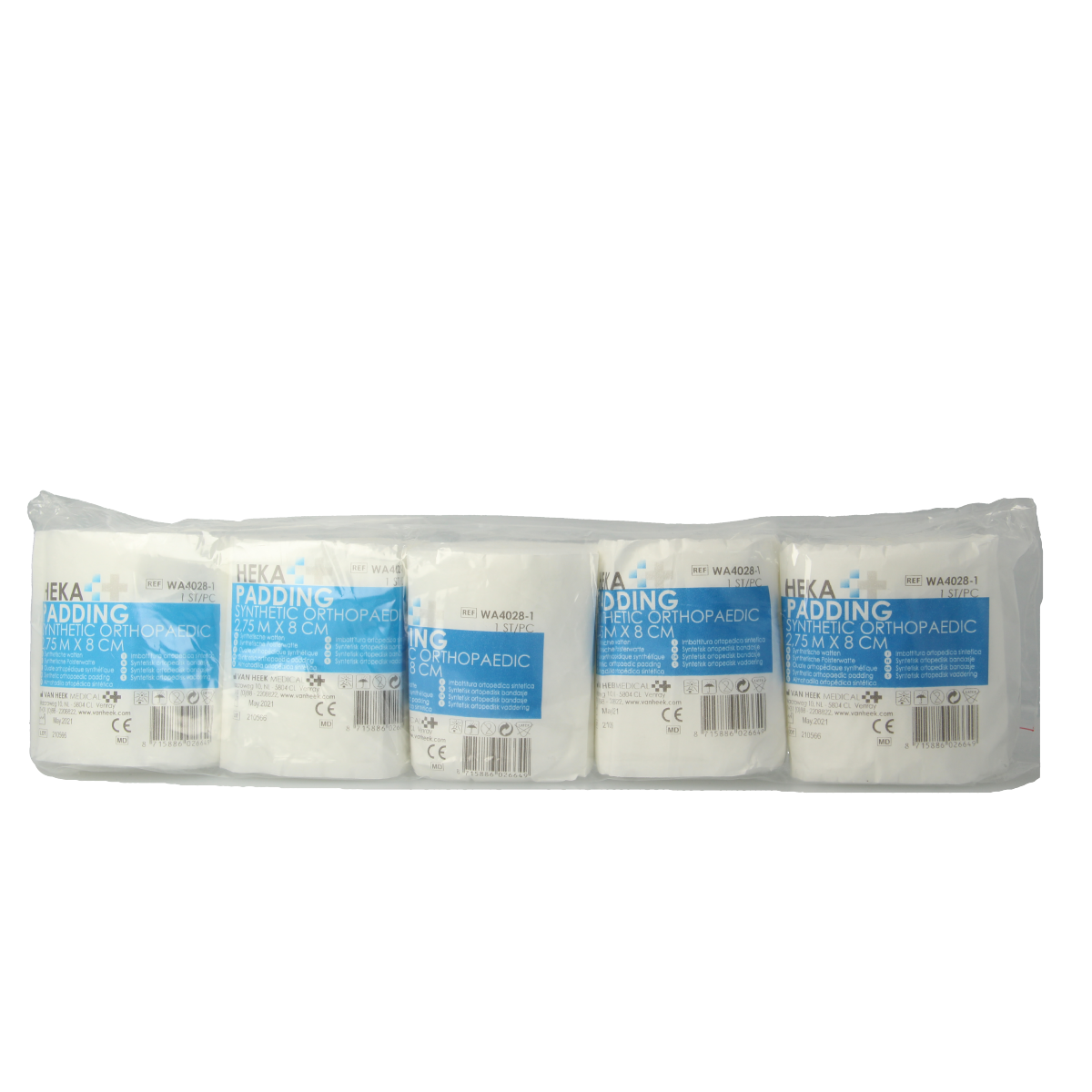 Heka synthetic cotton roll, 2.75 x 8 cm, soft absorbent watten product for medical or cosmetic use.