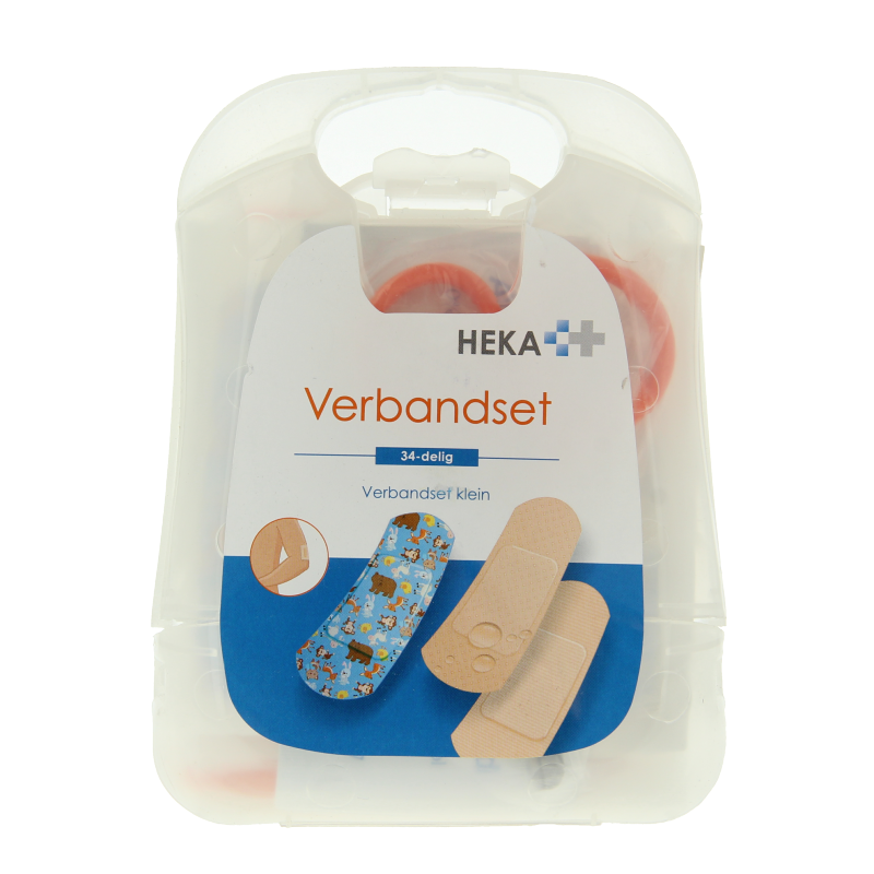 Heka klein Verbandset with first aid supplies including bandages and antiseptic in a compact kit for emergency use