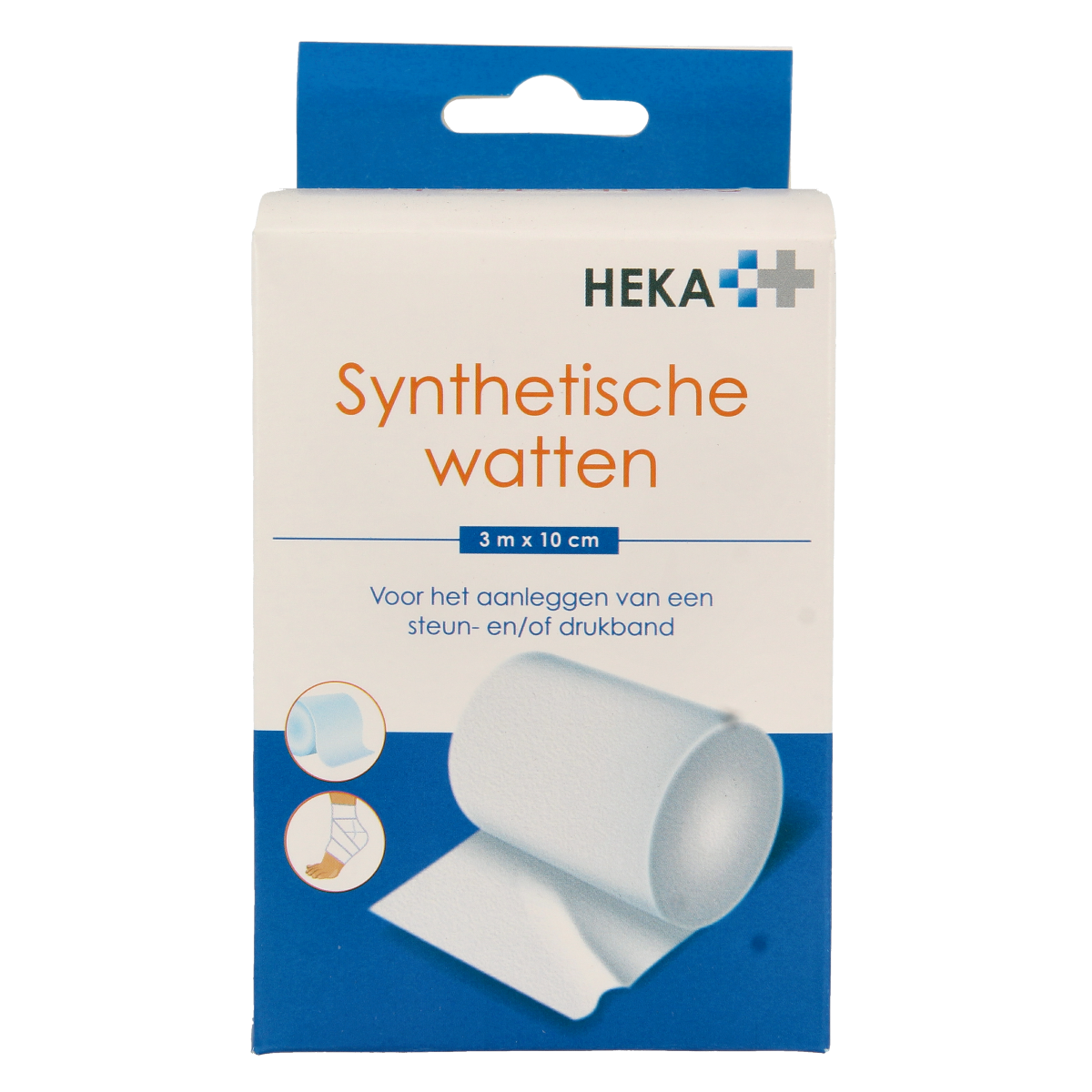 Heka synthetic cotton pads measuring 3m by 10cm, shown in a single package, ideal for skincare and cosmetic use.