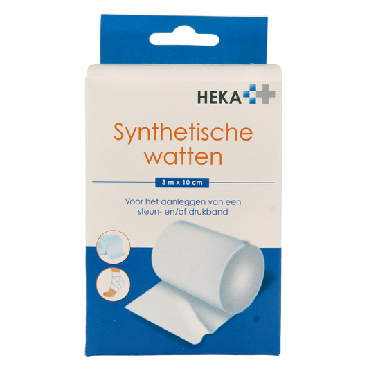 Heka synthetic cotton pads measuring 3m by 10cm, shown in a single package, ideal for skincare and cosmetic use.