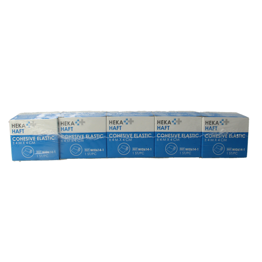 Hekahaft Cohesive windsel 4m x 4cm, beige adhesive bandage tape for secure wound support, shown in a roll.