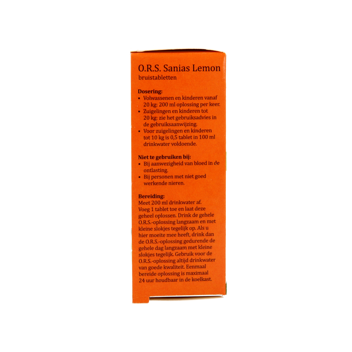 Sanias ORS lemon mineral effervescent tablets, multi-mineral supplement in a pack of 6, with yellow lemon flavor branding.