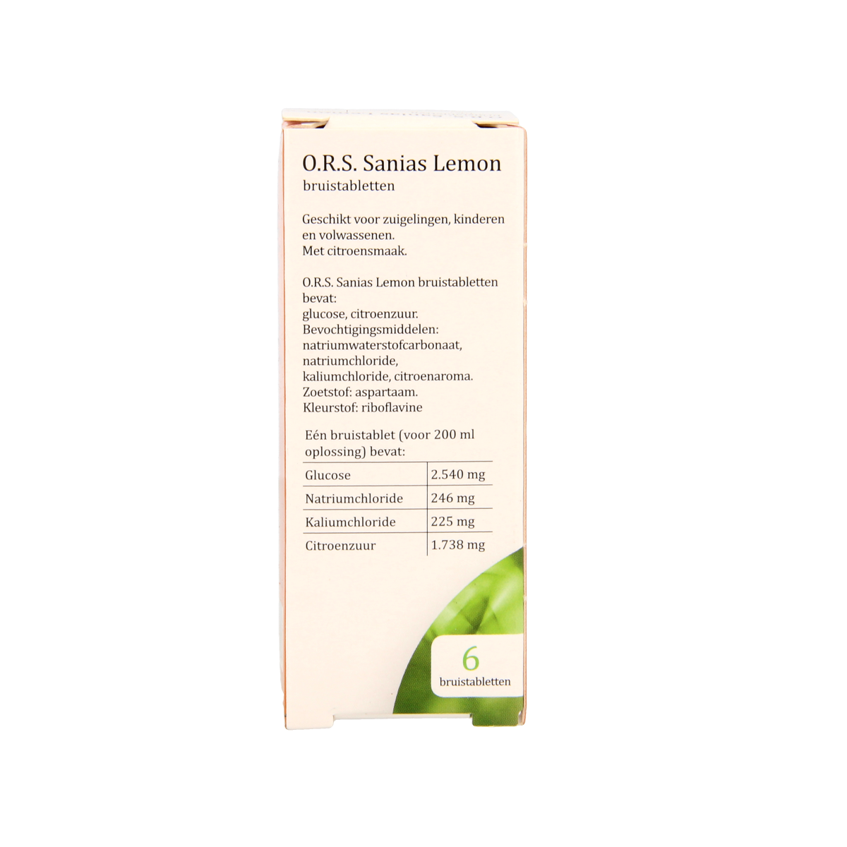 Sanias ORS lemon mineral effervescent tablets, multi-mineral supplement, 6-piece pack, dissolvable vitamin and mineral boost.