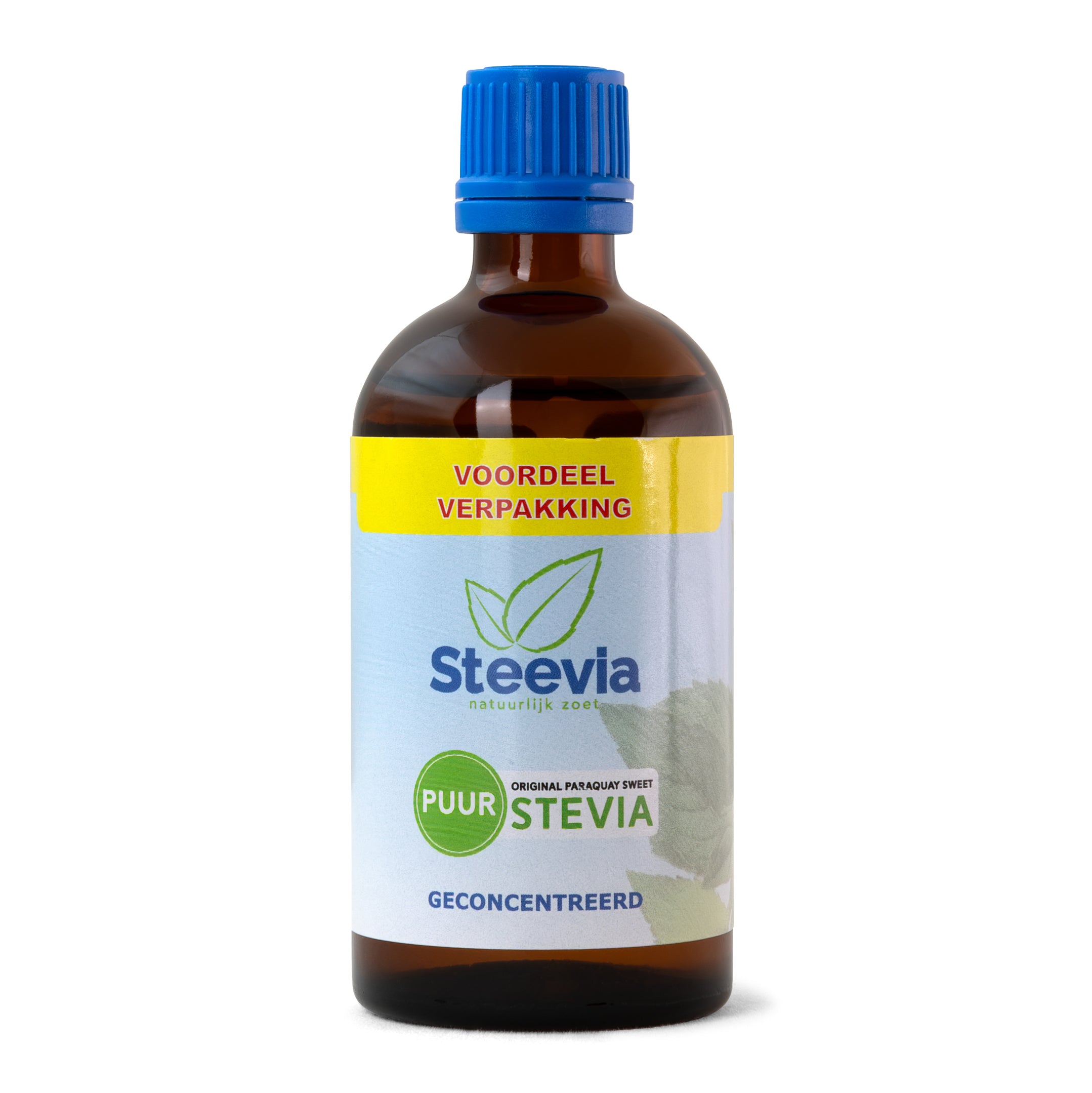 Bottle of Steevia Stevia sweetener in 100ml bottle, natural sugar alternative from the Steevia brand.