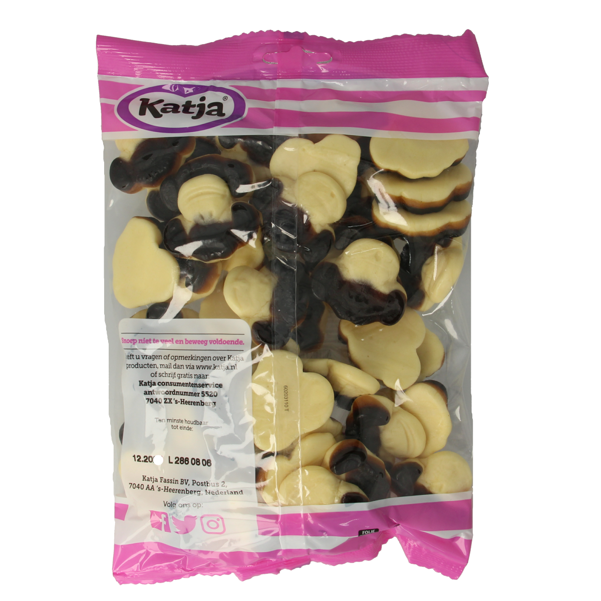 Katja Apenkoppen snoepgoed in 500g bag, colorful monkey-shaped candies from the Katja brand.