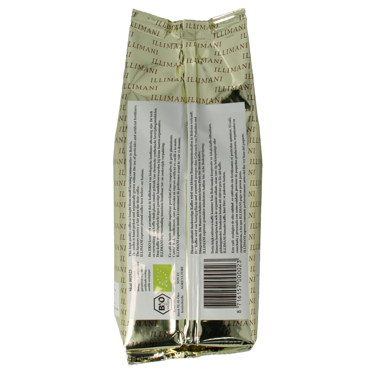 Illimani Inca espresso bio coffee package, 250g, organic coffee for rich, flavorful brewed coffee.