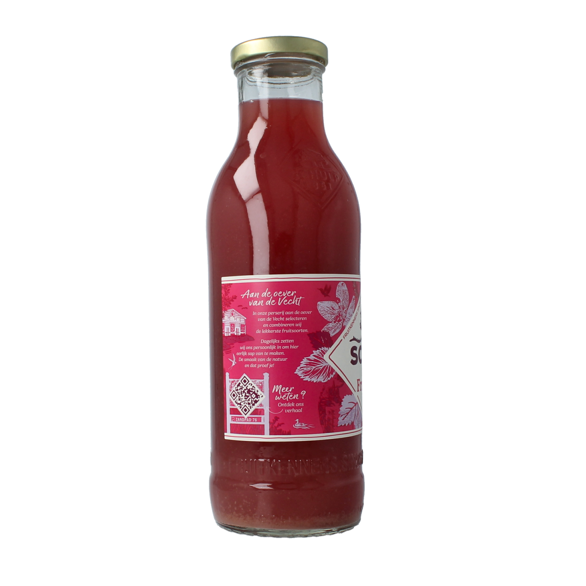 Schulp Appel & Frambozensap 750ml bottle, fruit juice with apple and raspberry flavors, in clear glass bottle.