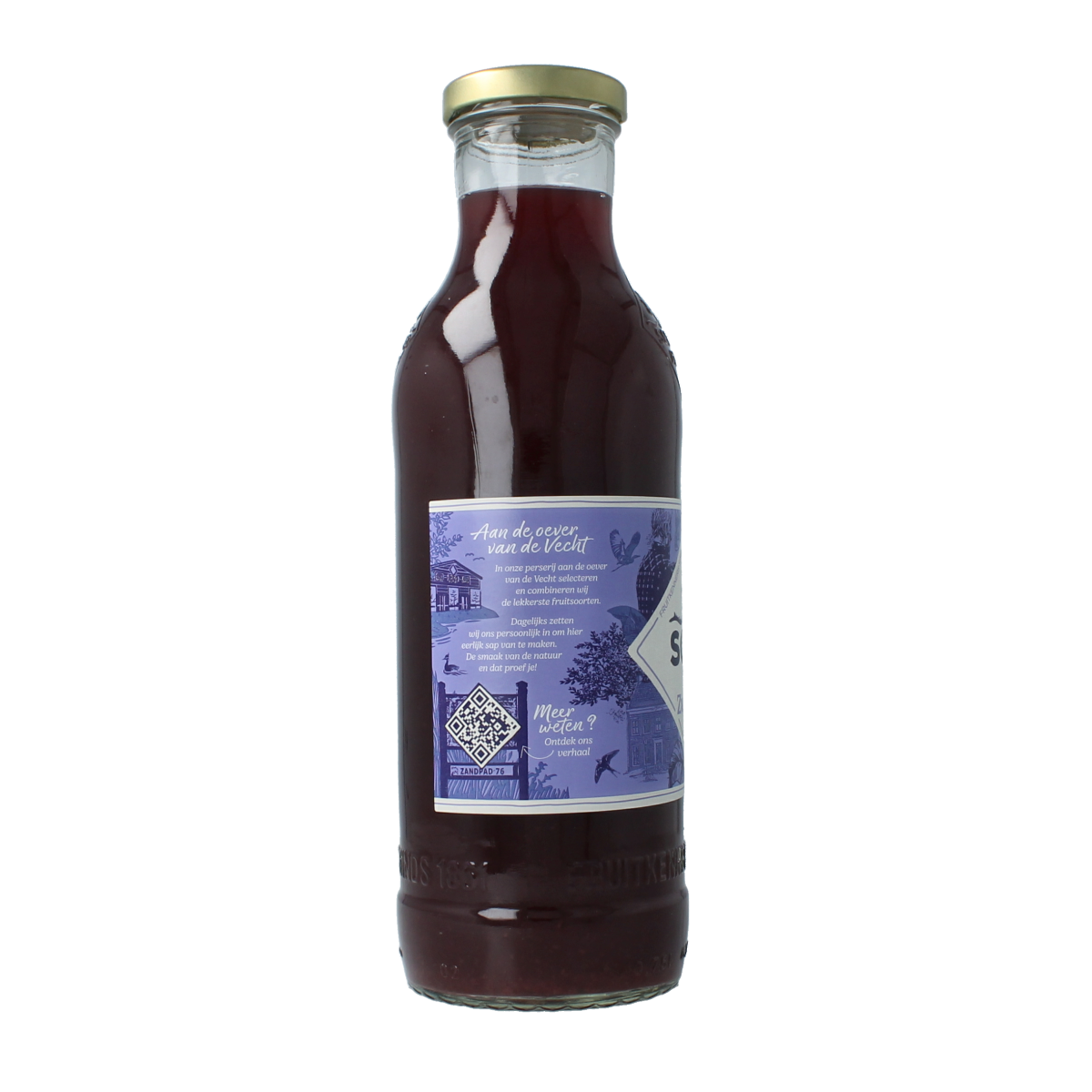Schulp Appel en Zwarte Bessensap in een 750 ml fles, helder en fruitig, uit de drank en sappen collectie.