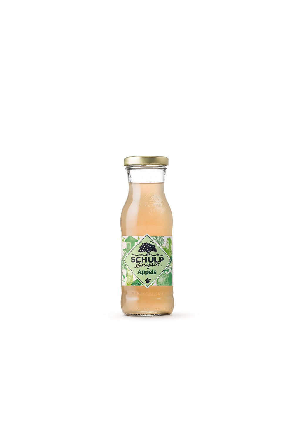 Schulp bio appelsap in 200ml bottle, showing the label with fresh apple juice, part of the Dranken en Sappen category.