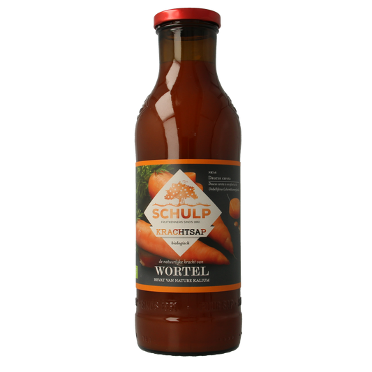 Schulp Krachtsap puur biologische wortelsap in 750ml bottle, fresh natural juice from Schulp brand for healthy drinks.