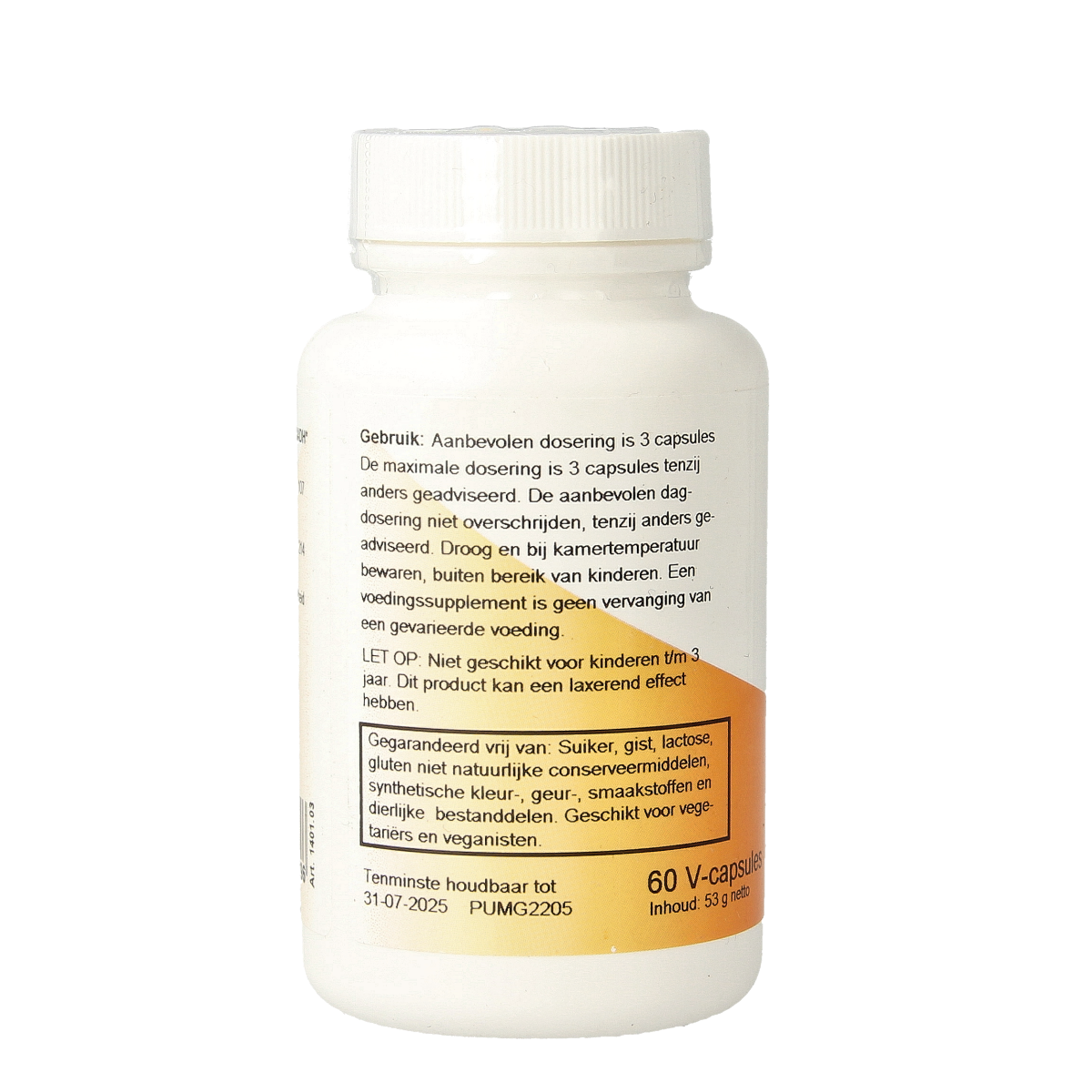 Ortholon Magnesium Citraat vegetarian capsules in a bottle, dietary supplement for mineral support.