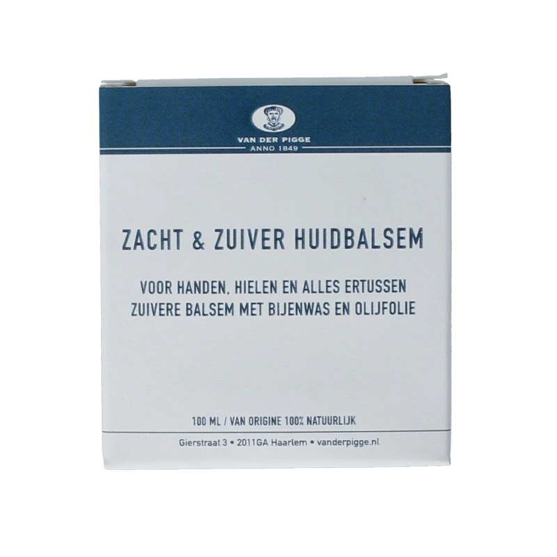 Van der Pigge Zacht & Zuiver Huidbalsem in 100ml jar, creamy body care product for smooth, healthy skin