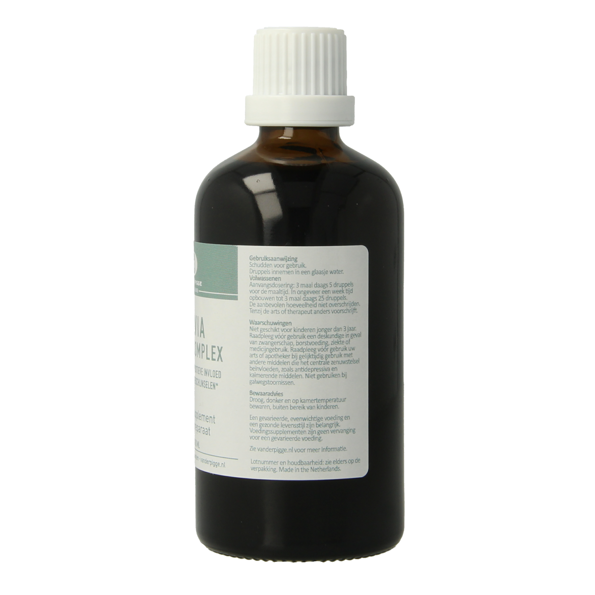 Van der Pigge Salvia Meno Complex herbal supplement in 100ml bottle, part of van der Pigge kruidenpreparaten line.
