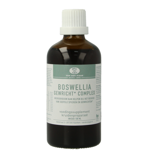 Van der Pigge Boswellia gewricht complex supplement in 100ml bottle, herbal joint support product by van der Pigge