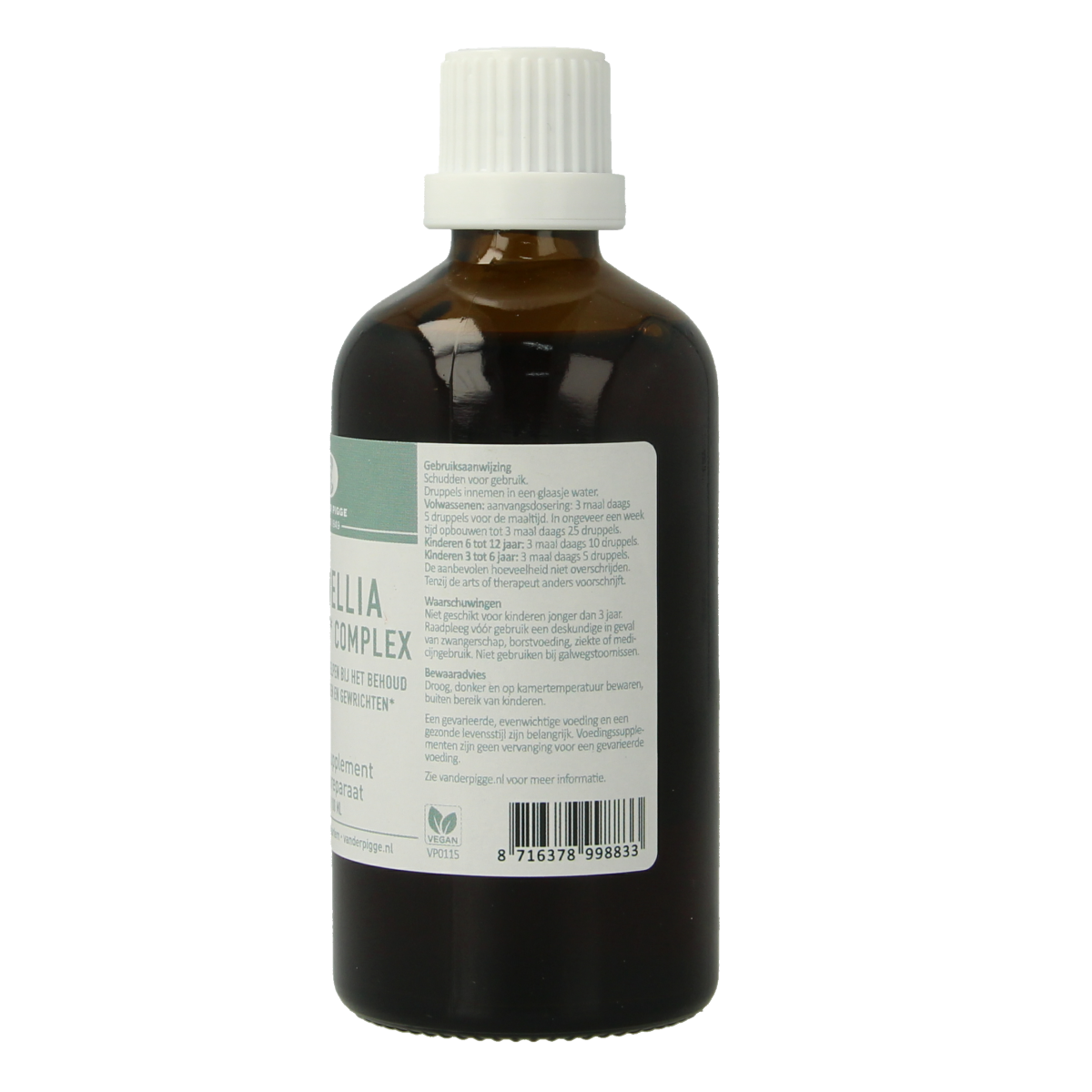 Van der Pigge Boswellia Gewricht Complex supplement in 100ml bottle, herbal joint support product by van der Pigge.