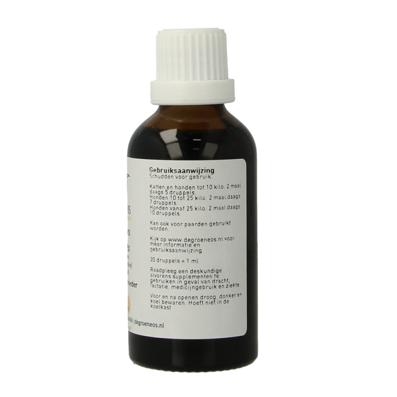 Groene Os Digestivo complex voedingssupplement voor hond en kat in 50 ml flacon, natuurlijke ondersteuning voor spijsvertering.