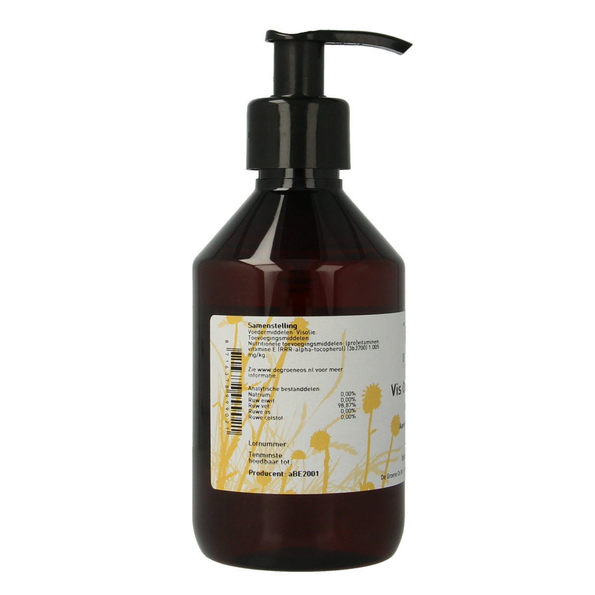 Groene Os Vis omega hond en kat voedingssupplement in 250ml bottle, natural fish oil for pet health