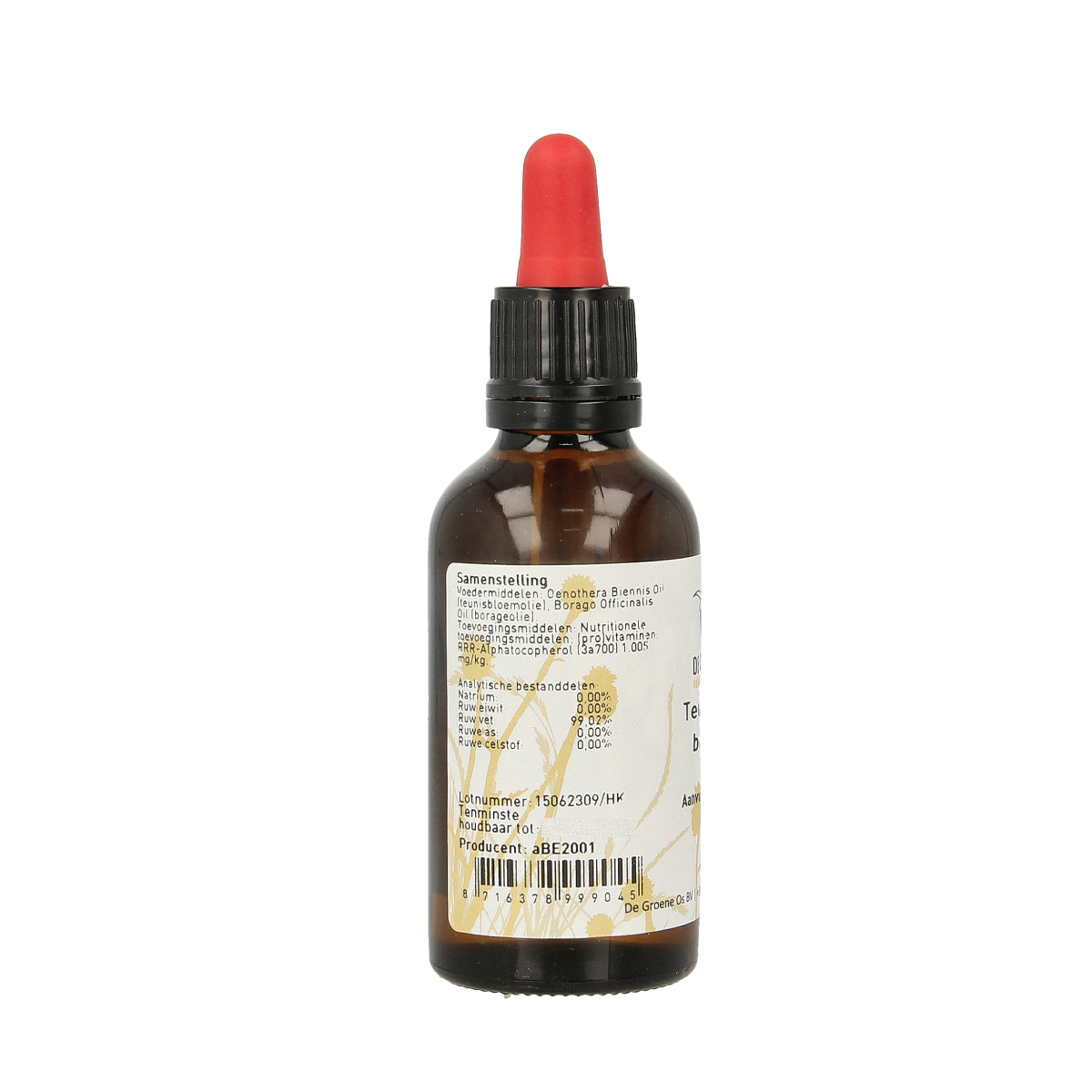 Groene Os Teunisbloem borage olie voor honden en katten, 50ml voedingssupplement met borage olie, dierensupplement in fles