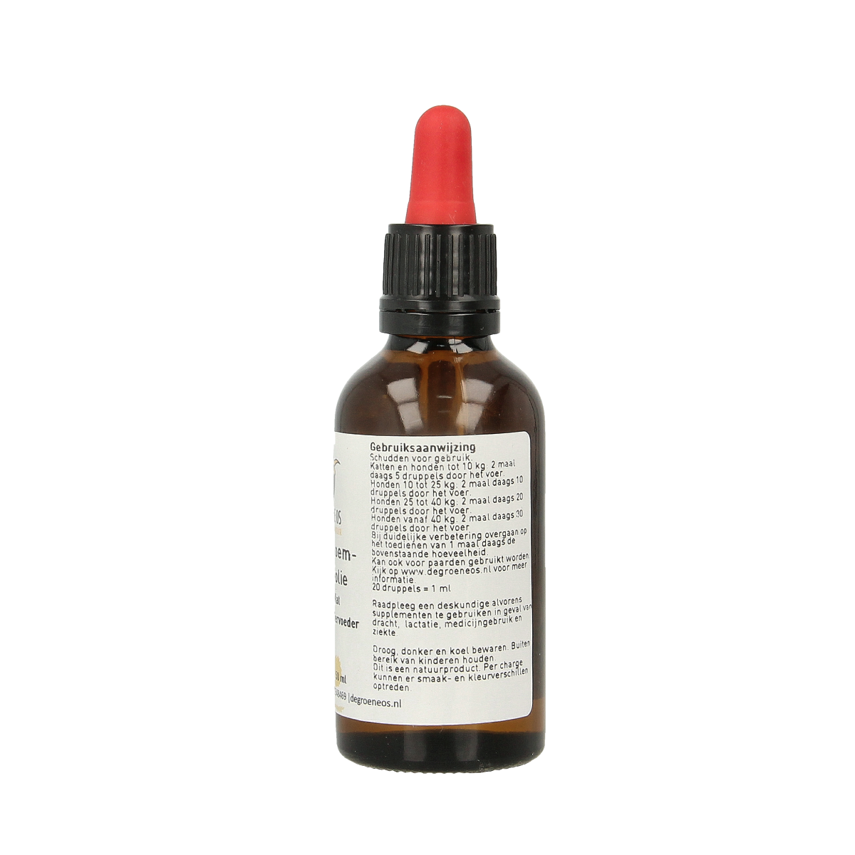Groene Os Teunisbloem borage olie voedingssupplement voor honden en katten, 50 ml fles, natuurlijke dierlijke gezondheidsboost