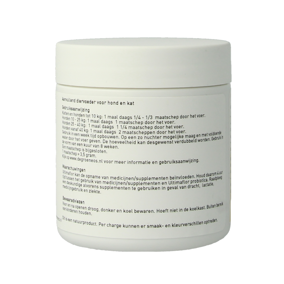 Groene Os Ultimaflor voedingssupplement voor hond en kat in 100g verpakking, natuurlijke dierensupplement met groene os extract